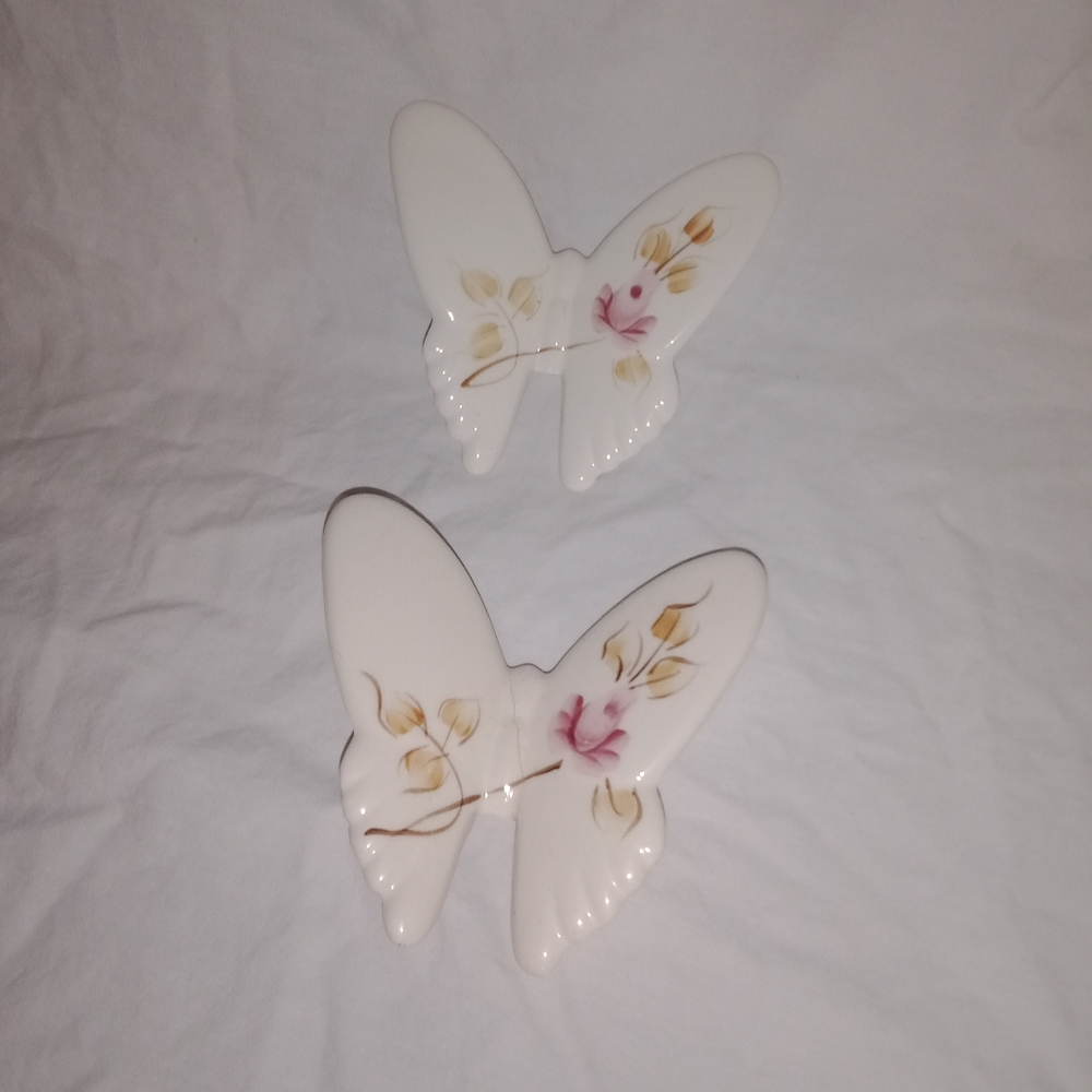 Vintage Painted Butterfly Ceramic Wall Decor
